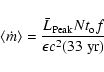 \begin{displaymath}
\langle\dot{m}\rangle=\frac{\bar{L}_{\rm Peak}Nt_{\rm\rm o}f}{\epsilon
c^2 (33\mbox{ yr})}
\end{displaymath}