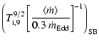 $\displaystyle \left(T_{\rm i,9}^{9/2}\left[\frac{\langle\dot{m}\rangle}{0.3~\dot{m}_{\rm Edd}}\right]^{-1}\right)_{\rm SB}$
