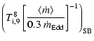 $\displaystyle \left(T_{\rm i,9}^{8}\left[\frac{\langle\dot{m}\rangle}{0.3~\dot{m}_{\rm Edd}}\right]^{-1}\right)_{\rm SB}$