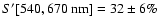 $S^\prime [540, 670~\rm nm] = 32\pm6\%$