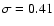 $\sigma = 0.41$