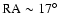 $\rm RA \sim 17^\circ$