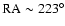 $\rm RA \sim 223^\circ$