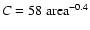 $C=58~{\rm area}^{-0.4}$