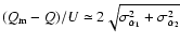 $(Q_{\rm m} - Q)/U
\simeq 2\sqrt{\sigma_{\alpha_1}^2+\sigma_{\alpha_2}^2}$