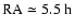 ${\rm RA} \simeq 5.5~\rm h$