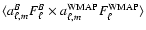 $\langle a_{\ell,m}^{B} F_\ell^{B} \times a_{\ell,m}^{\rm WMAP}
F_\ell^{\rm WMAP} \rangle$