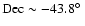 ${\rm Dec} \sim -43.8\hbox {$^\circ $ }$