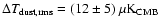 $\Delta T_{\rm dust,rms}=(12 \pm 5)~
\mu {\rm K}_{\rm CMB}$