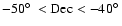 $-50\hbox {$^\circ $ }< {\rm Dec} < -40\hbox {$^\circ $ }$