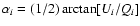 $\alpha_i = (1/2)
\arctan[U_i/Q_i]$