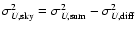 $\sigma_{U,\rm sky}^2=\sigma_{U,\rm sum}^2-\sigma_{U,\rm diff}^2$