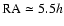 ${\rm RA} \simeq 5.5 h$