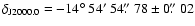$\delta_{\rm
J2000.0}=-14\hbox{$^\circ$ }54\hbox{$^\prime$ }54\hbox{$.\!\!^{\prime\prime}$ }78\pm0\hbox{$.\!\!^{\prime\prime}$ }02$