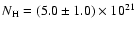 $N_{\rm H}=(5.0\pm1.0) \times 10^{21}$