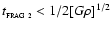 $t_{_{\rm FRAG~2}} < 1 / 2 [G\rho]^{1/2}$