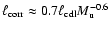 $\ell_{{\rm corr}} \approx 0.7 \ell_{{\rm cdl}} M_{{\rm u}}^{-0.6}$