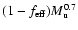 $(1-f_{{\rm eff}}) M_{{\rm u}}^{0.7}$