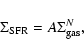 \begin{displaymath}\Sigma_{\rm SFR}=A\Sigma_{\rm gas}^N,
\end{displaymath}
