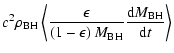 $\displaystyle c^2 \rho_{\rm BH}
\left\langle
\frac{\epsilon}{\left(1-\epsilon\right)M_{\rm BH}}
\frac{{\rm d}M_{\rm BH}}{{\rm d}t}
\right\rangle$
