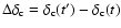 $\Delta\delta_{\rm c} = \delta_{\rm c}(t')-\delta_{\rm c}(t)$