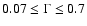 $0.07 \le \Gamma \le 0.7$
