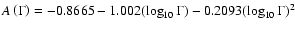 $A\left(\Gamma\right) = -0.8665 - 1.002(\log_{10}\Gamma) - 0.2093(\log_{10}\Gamma)^2$