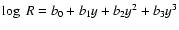 $\log~R = b_0 + b_1 y + b_2 y^2 + b_3 y^3$