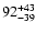 $\rm 92^{ +43}_{ -39}$