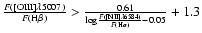 $\frac{F({\rm [OIII]\lambda5007})}{F({\rm H\beta})}
> \frac{0.61}{{\rm log}\frac{F({\rm [NII]\lambda6584})}
{F({\rm H\alpha})}-0.05} + 1.3$