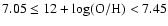 $7.05 \leq 12 + {\rm log (O/H)} < 7.45$