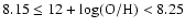 $8.15 \leq 12 + {\rm log (O/H)} < 8.25$