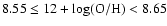 $8.55 \leq 12 + {\rm log (O/H)} < 8.65$