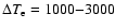 $\Delta T_{\rm e} = 1000{-}3000$