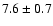 $ 7.6\pm0.7$