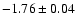 $-1.76\pm0.04$