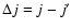 $\Delta j=j-j^{\prime }$