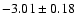 $-3.01\pm0.18$