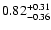 $\rm0.82^{+0.31}_{-0.36}$
