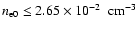 $n_{\rm {e0}} \le 2.65\times 10^{-2}~~ \rm {cm}^{ - \rm {3}} $