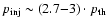 $p_{\rm inj}\sim (2.7{-}3)\cdot p_{\rm th}$