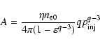\begin{displaymath}A = \frac{{\eta n_{{\rm e0}} }}{{4\pi (1 - \varepsilon ^{q - 3} )}}qp_{{\rm inj}}^{q - 3}
\end{displaymath}