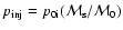$p_{{\rm inj}} = p_{{\rm0i}} ({\cal M}_{\rm s} /{\cal M}_{\rm0})$