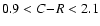$0.9 < C\!-\!R < 2.1$