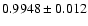 $0.9948\pm0.012$