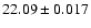 $22.09\pm0.017$