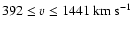 $392\leq
\varv\leq1441~{\rm km~s}^{-1}$