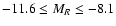 $-11.6\leq
M_{{R}} \leq -8.1$