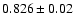 $0.826\pm0.02$