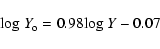 \begin{displaymath}{\rm log}~Y_{\rm o}= 0.98 {\rm log}~Y - 0.07
\end{displaymath}